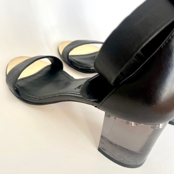 Donna Karen New York Leather ankle Strap Sandals with Translucent Heel F1136321 - Picture 2 of 8